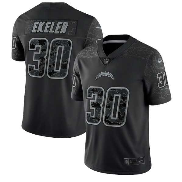 Men's Los Angeles Chargers #30 Austin Ekeler Black Reflective Limited Stitched Football Jersey,We sell and wholesale Men's Los Angeles Chargers #30 Austin Ekeler Black Reflective Limited Stitched Football Jersey on line form chian!